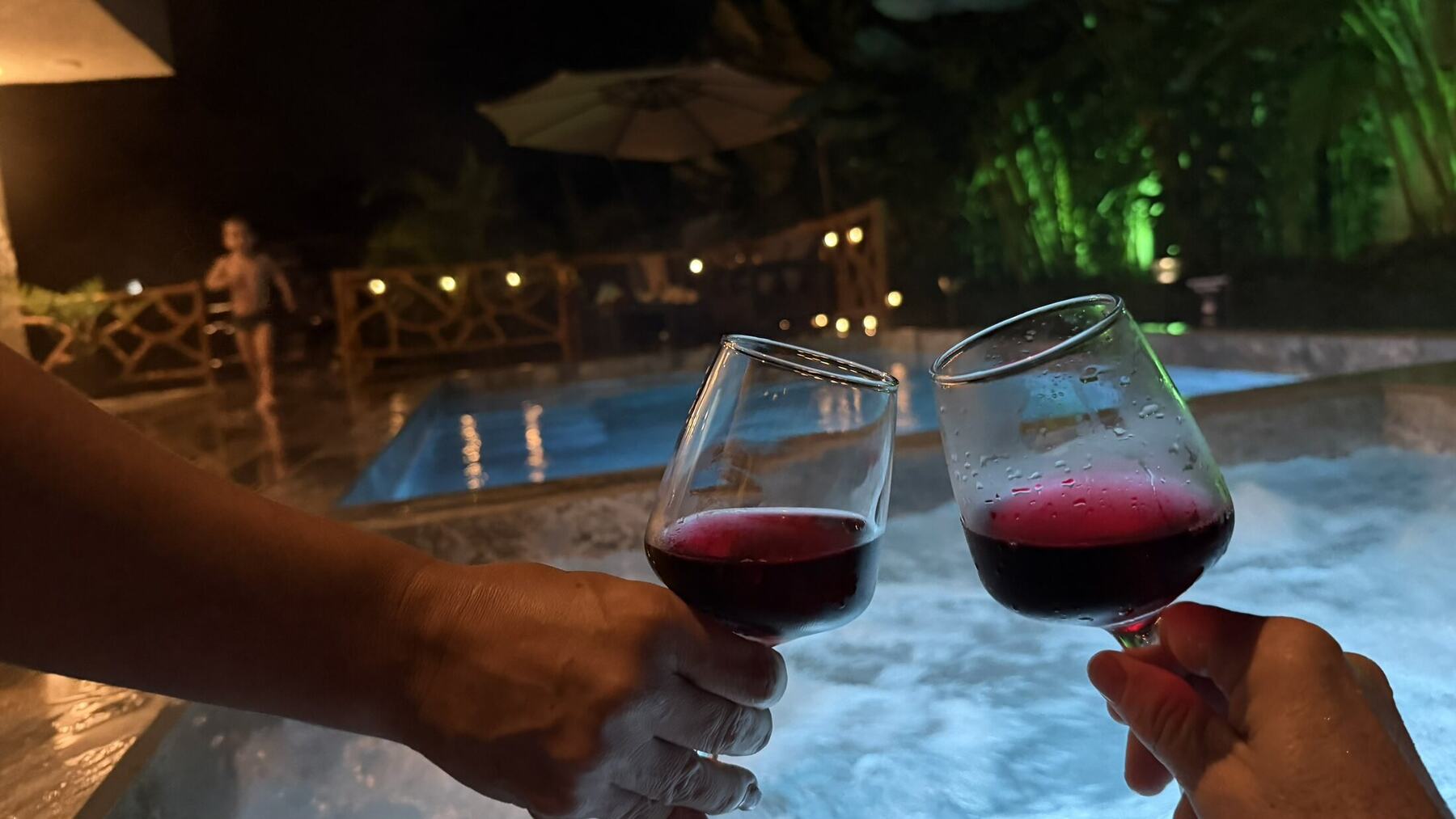 Toast by the jacuzzi